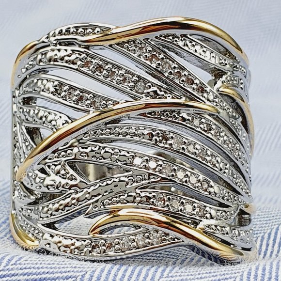 Fashion Trendy Wave Stackable Rings for Women, EVGG1375 - Picture 4 of 15